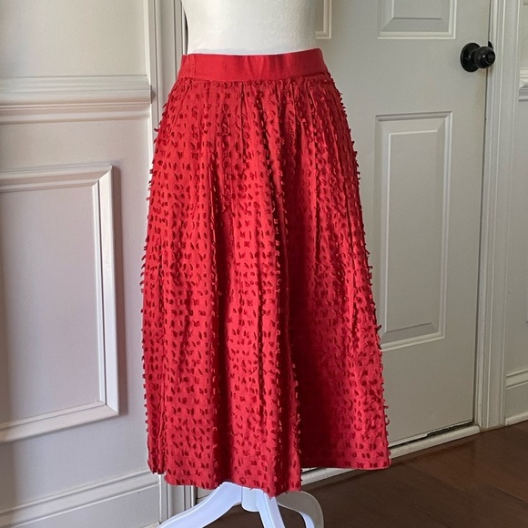 J.Crew Rust Red Textured Midi Skirt (Size 2) - Beautiful Preowned Condition - Picture 2 of 6